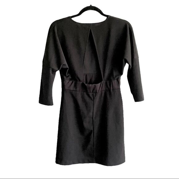 ZARA Y2K Crew Neck Open Back Batwing Dolman Sleeves Mini Dress Black M - Picture 5 of 7